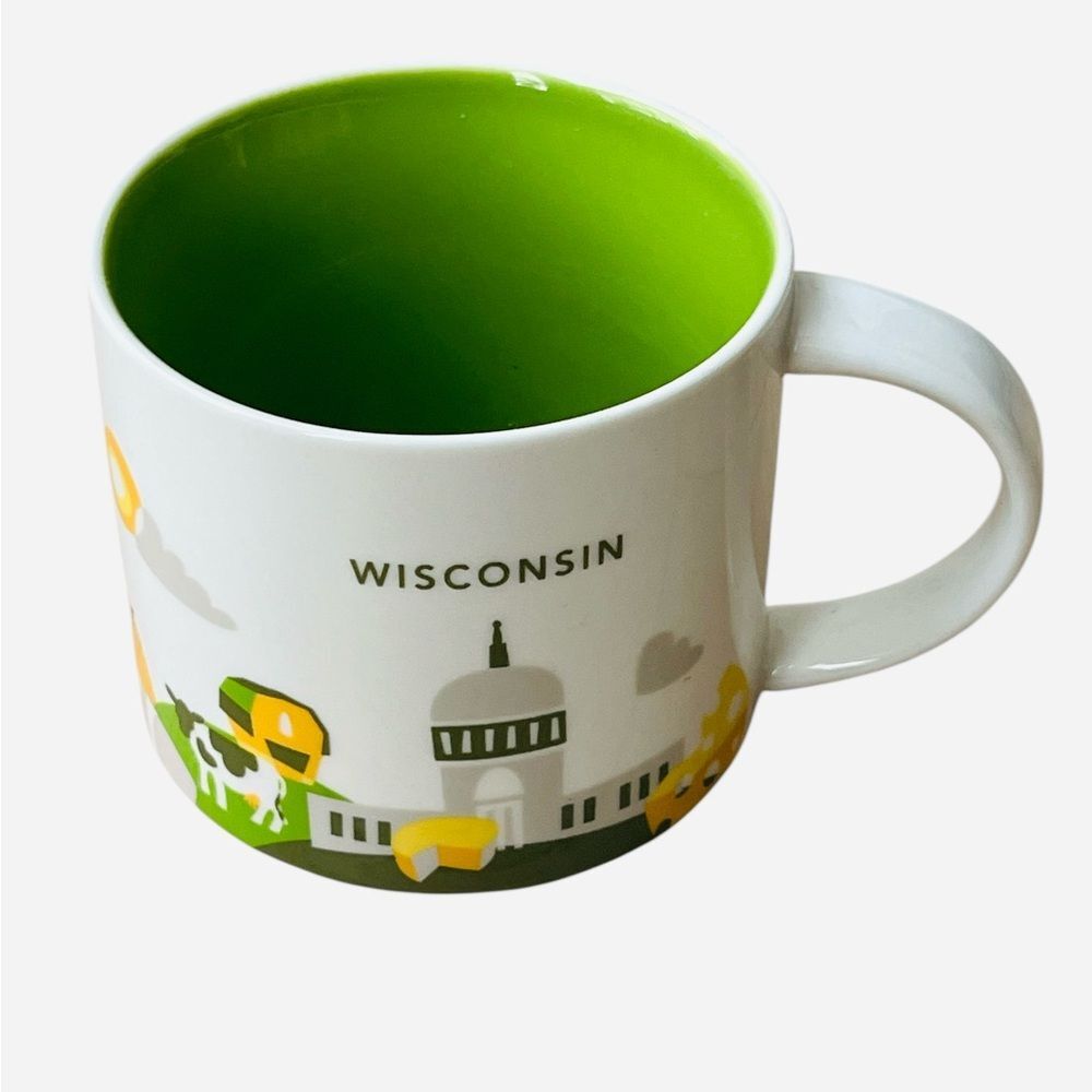 Starbucks You Are Here Wisconsin Mug Collectible Lime Green Coffee Cup - Picture 1 of 6